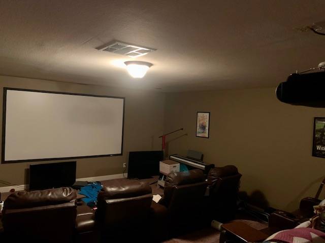 The basement home theater at 11238 Pentland Downs St. (Agnes Kolos)