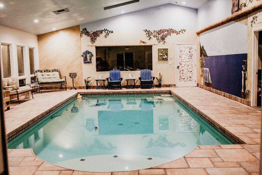 The indoor pool room at 9545 N. Bonita Vista St. (Susan Gain)