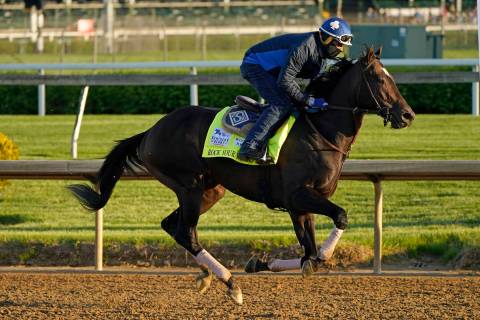 Kentucky Derby hopeful Rock Your World works out at Churchill Downs Tuesday, April 27, 2021, in ...