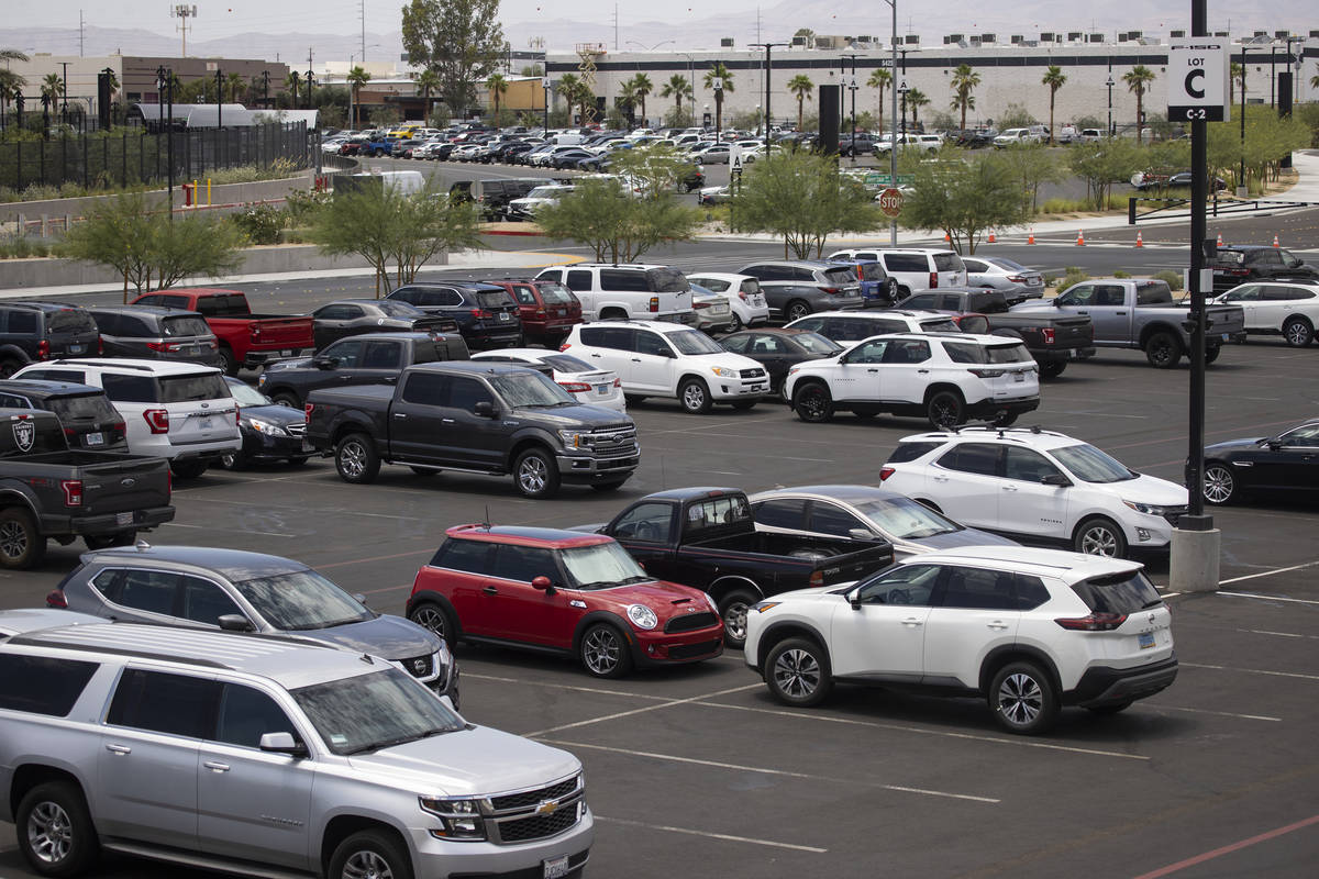 Parking lot C at Allegiant Stadium in Las Vegas, Thursday, June 3, 2021. (Erik Verduzco / Las V ...