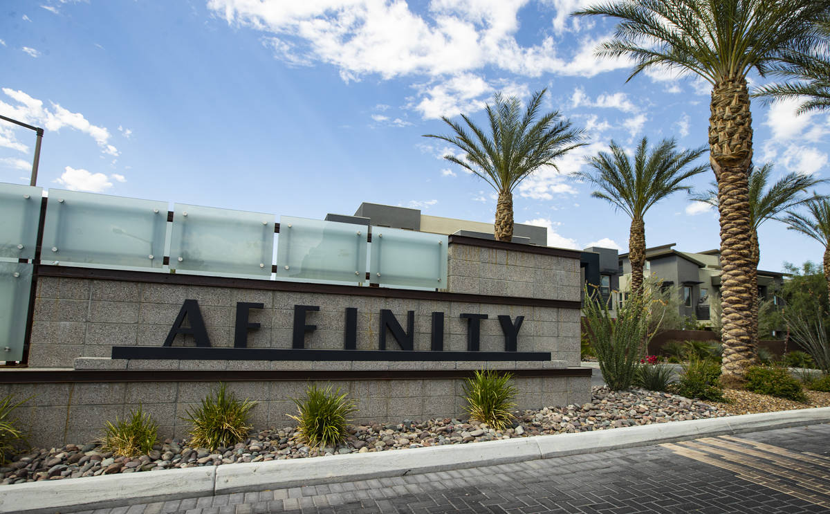 A view of the entrance to Affinity by Taylor Morrison in Summerlin just west of the 215 Beltway ...