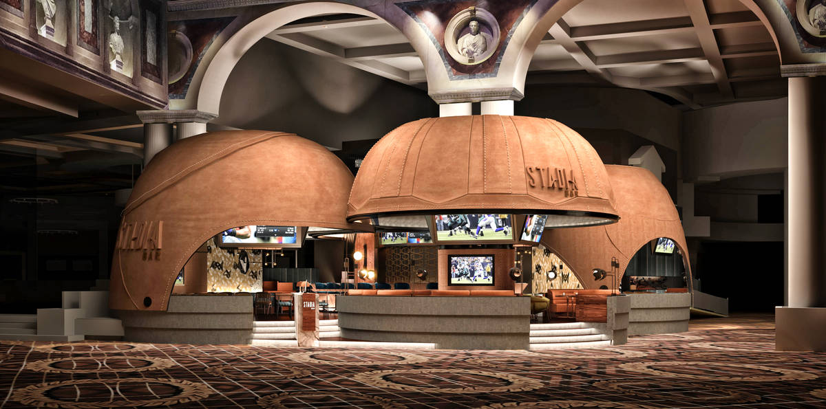 An artist's rendering of Stadia's exterior, complete with VIP leather-wrapped viewing domes. (R ...