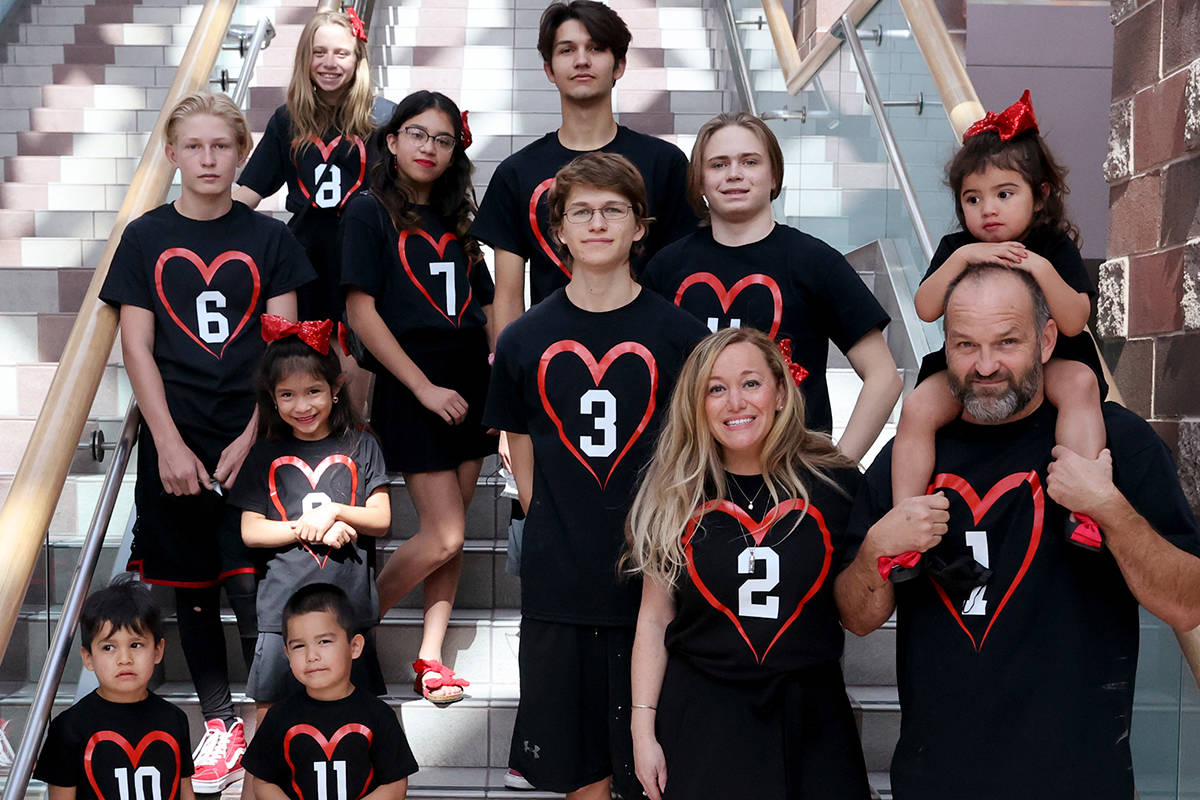 Heath and Aimee Hairr in Clark County Family Court in Las Vegas after adopting five more childr ...