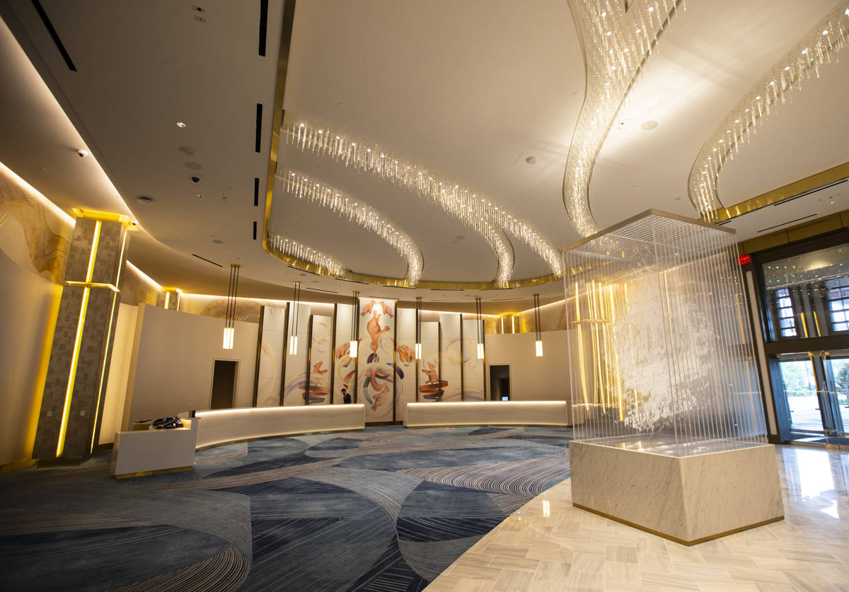 The Conrad hotel lobby is seen during a tour of Resorts World ahead of it's opening in Las Vega ...