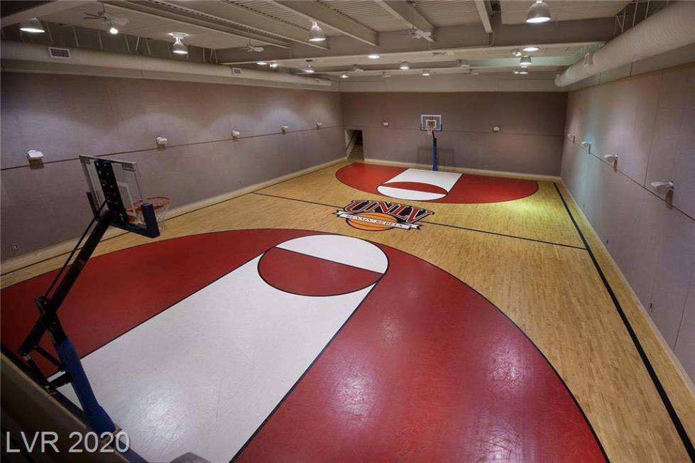 The indoor basketball court at the Tournament Hills mansion in Summerlin at 8912 Greensboro Lan ...