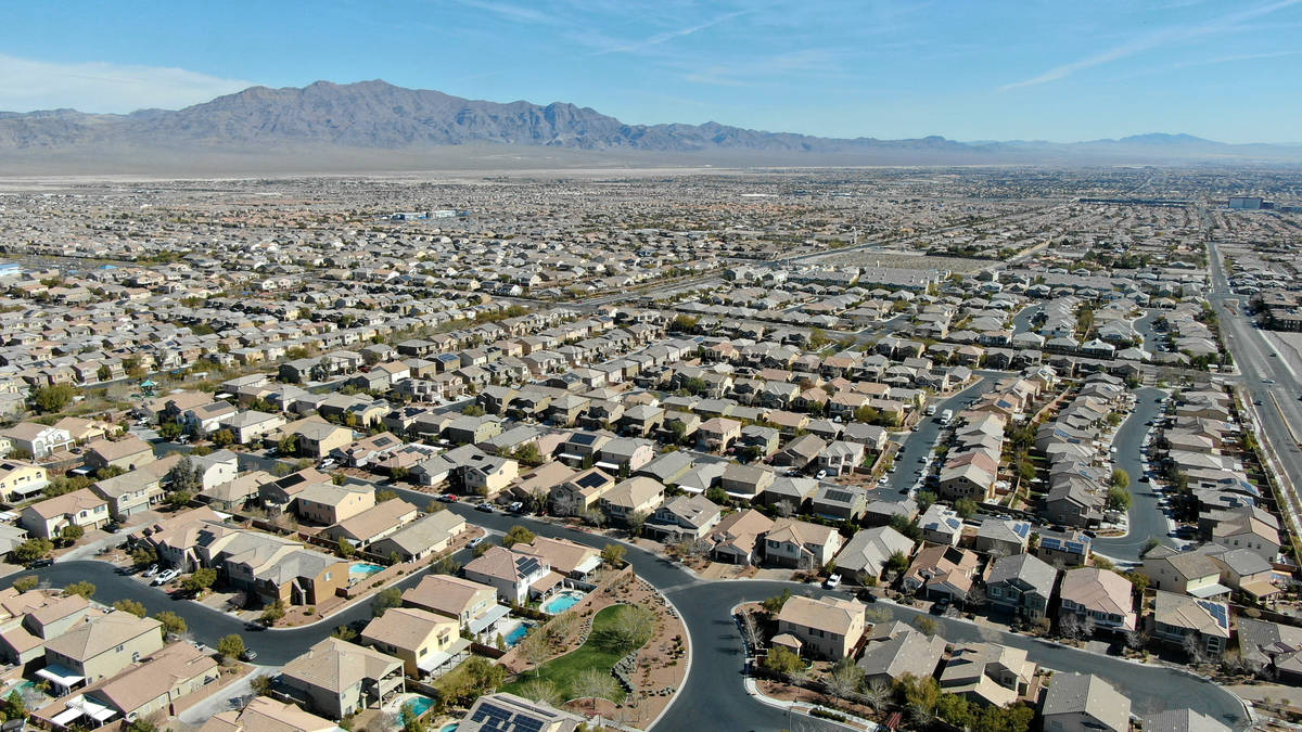 An aerial view of the Providence housing development near Knickerbocker Park in Las Vegas on Tu ...