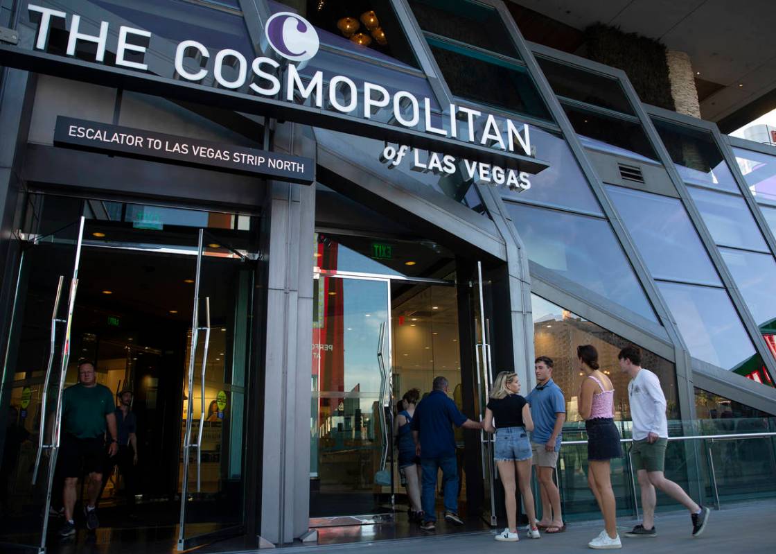 Visitors to the Las Vegas Strip enter Cosmopolitan of Las Vegas on Wednesday, June 9, 2021. The ...