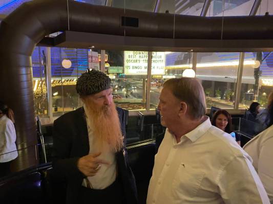 Billy Gibbons of ZZ Top is shown just after meeting Raiders owner Mark Davis for the first time ...
