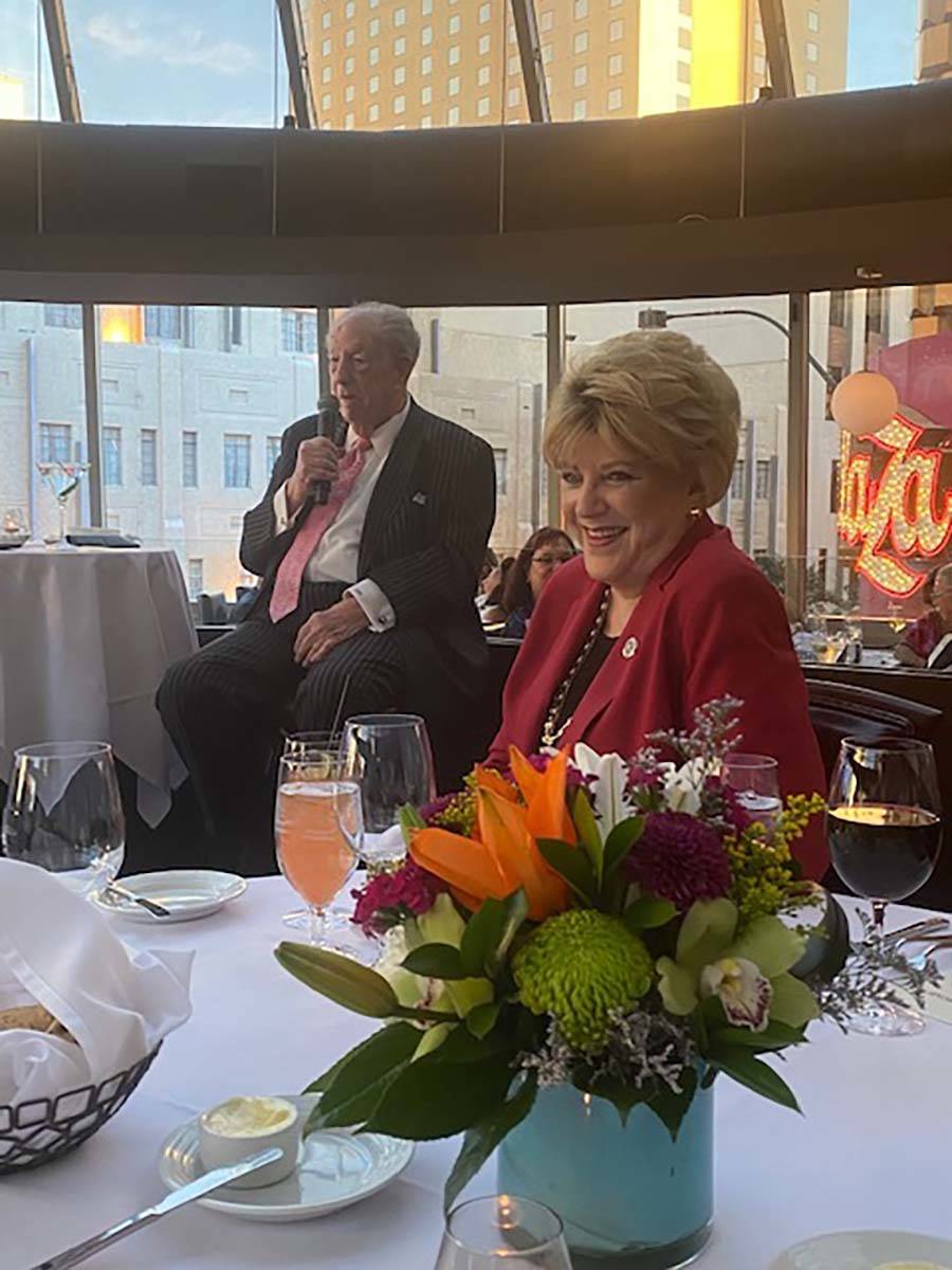 Las Vegas Mayor Carolyn Goodman and ex-Mayor Oscar Goodman are shown during Oscar Goodman's din ...