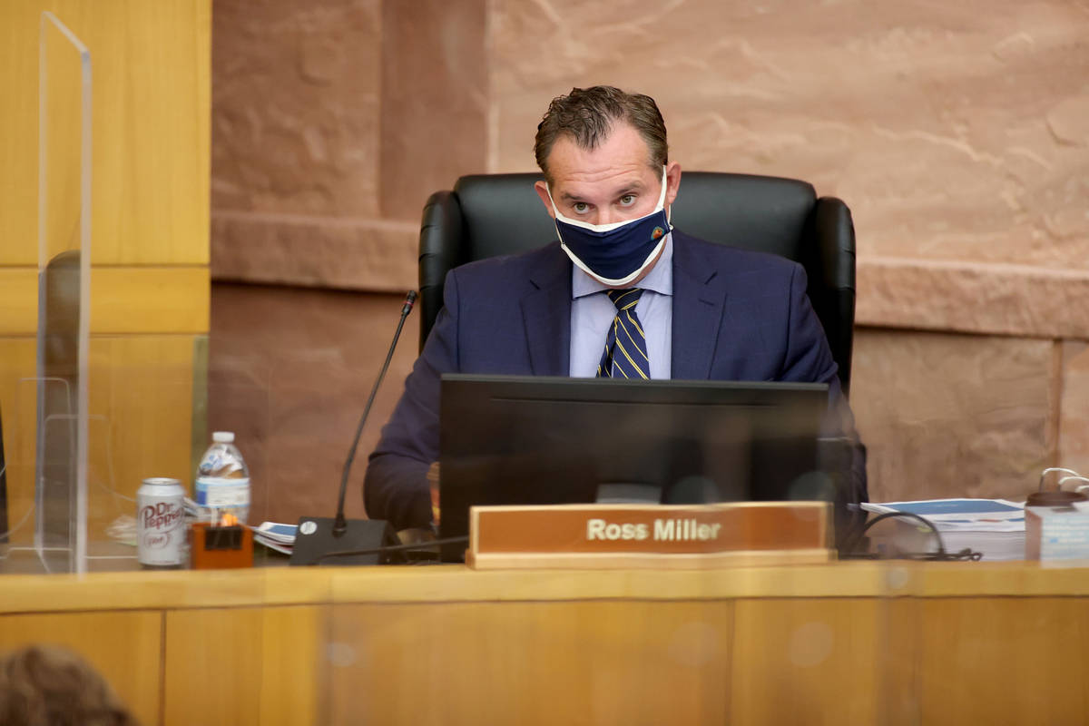 Clark County Commissioner Ross Miller during a commission meeting in Las Vegas Tuesday, April 2 ...