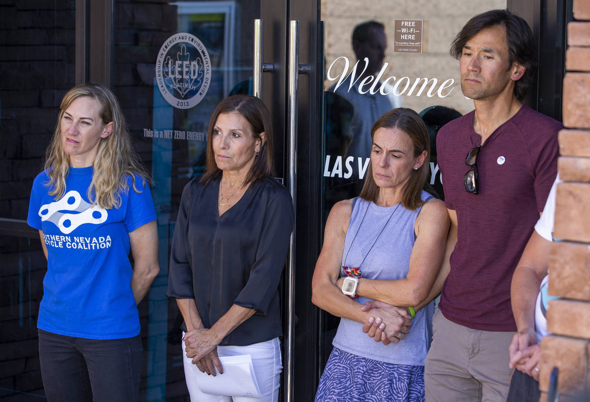 (From left) Keely Brooks, Stephanie FortŽ, Donna Trauger and James Emery listen to the wo ...