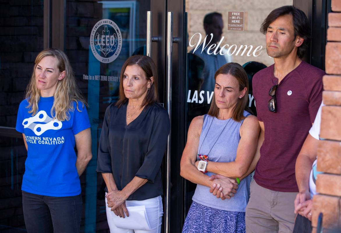 (From left) Keely Brooks, Stephanie FortŽ, Donna Trauger and James Emery listen to the wo ...