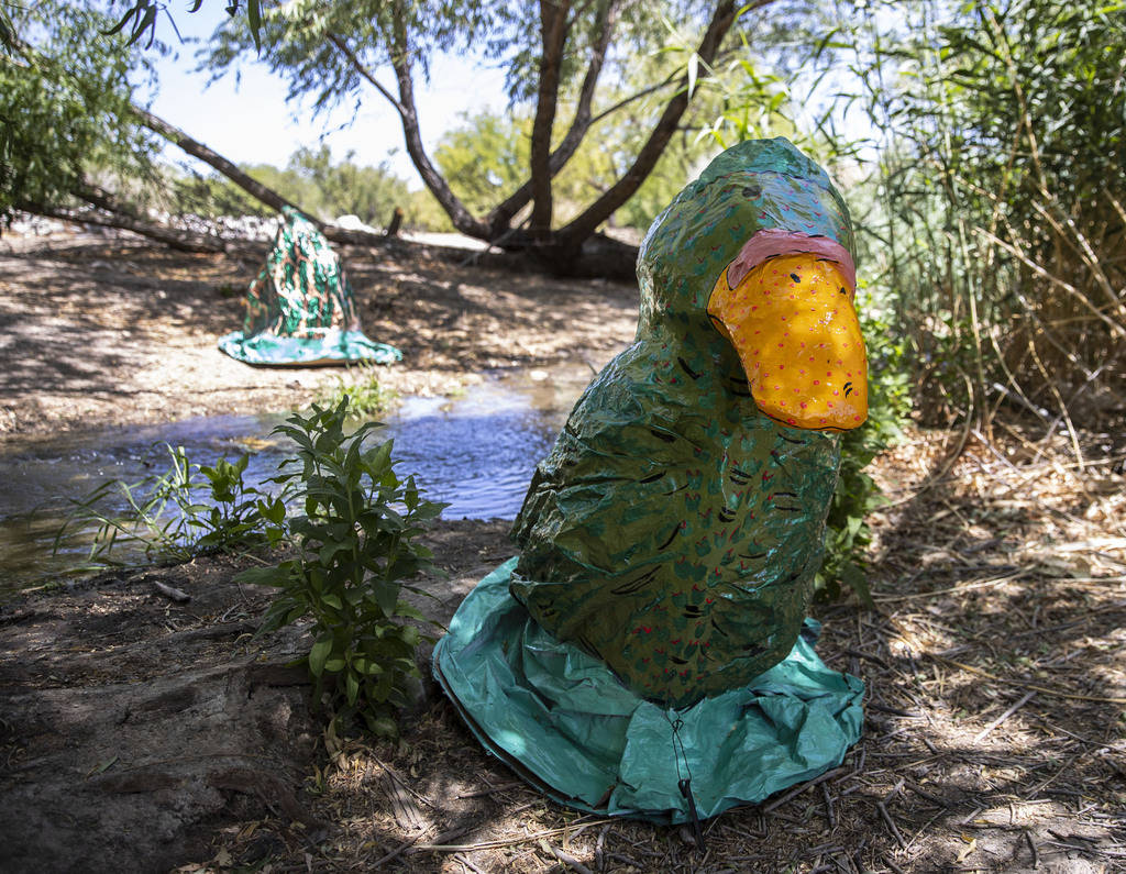 An art work made by Vanessa Maciel is displayed along the Clark County Wetlands ParkÕs trails, ...