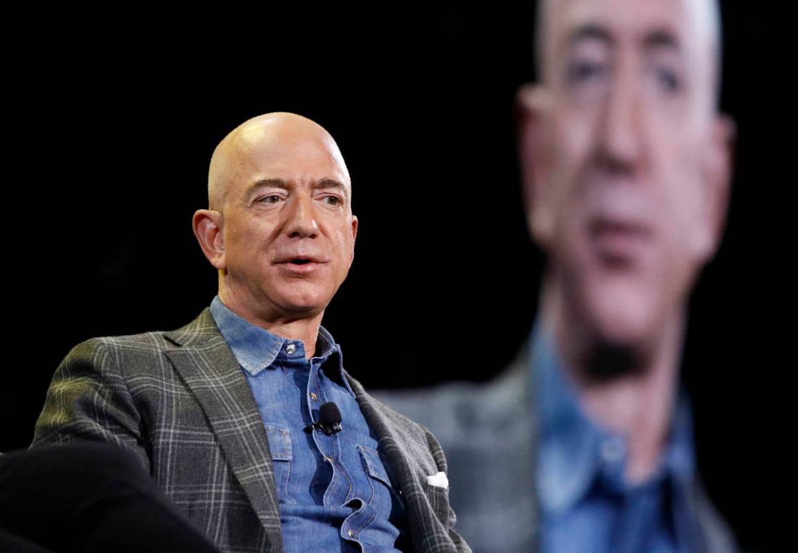 In this June 6, 2019, file photo Amazon CEO Jeff Bezos speaks at the the Amazon re:MARS convent ...