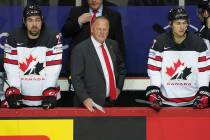 Canada's Head Coach Gerard Gallant reacts during the Ice Hockey World Championship quarterfinal ...