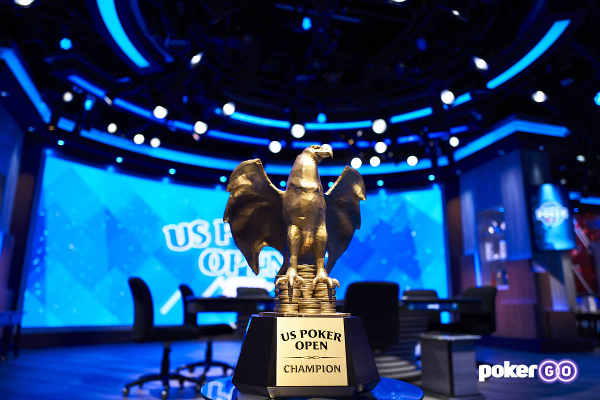 The Golden Eagle trophy awarded to the overall winner of the U.S. Poker Open. (Antonio Abrego/P ...