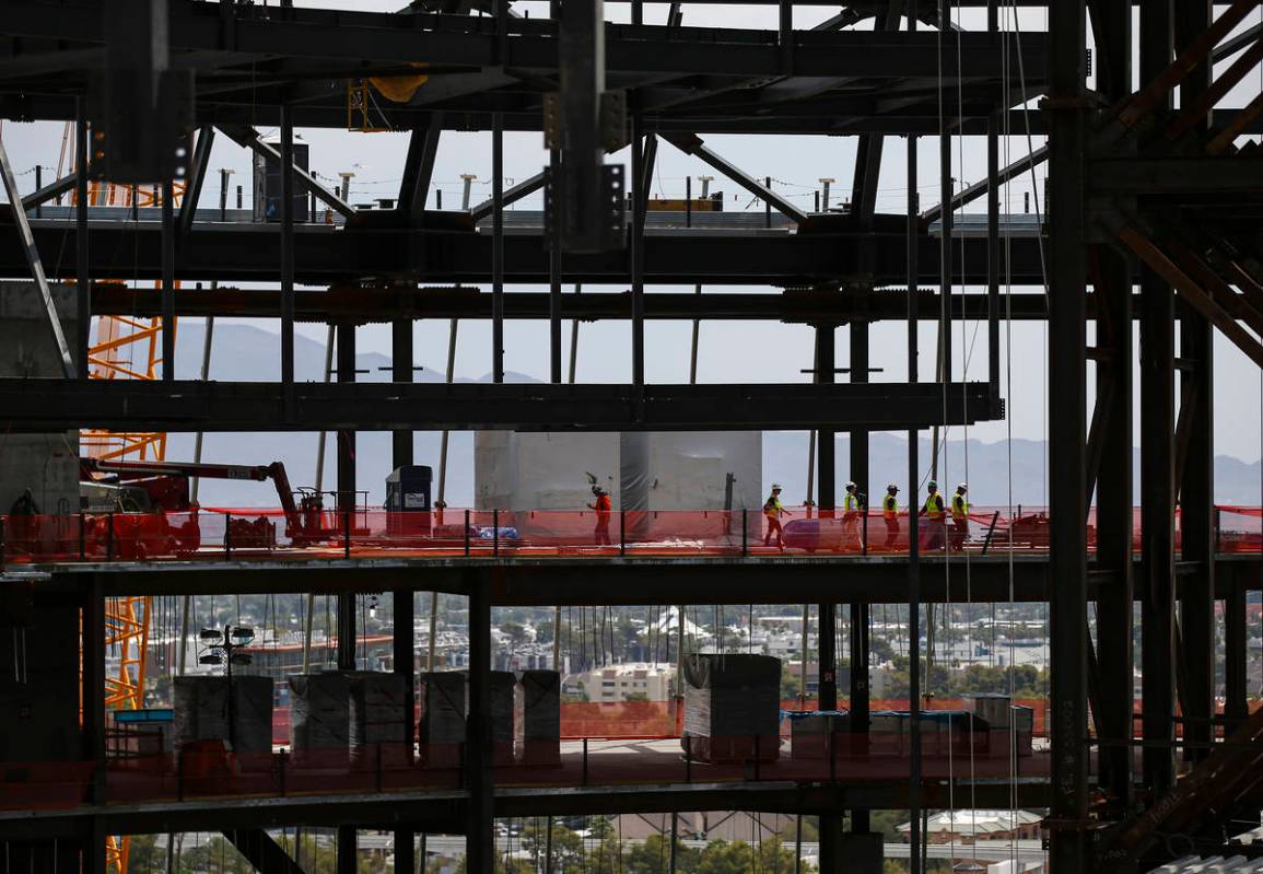 Construction continues during a tour of the Madison Square Garden Sphere at The Venetian in Las ...