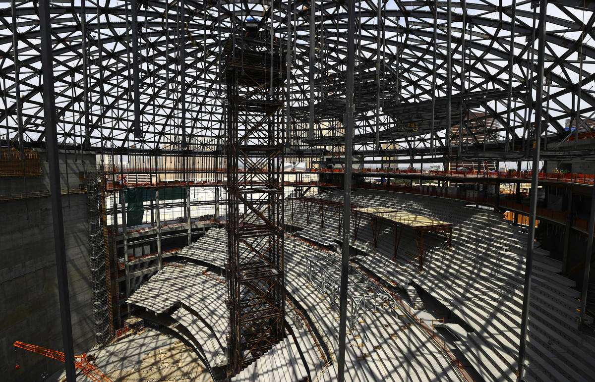 An interior view as construction continues during a tour of the Madison Square Garden Sphere at ...