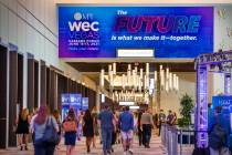 Attendees make their way to the Meeting Professionals International World Education Congress (M ...