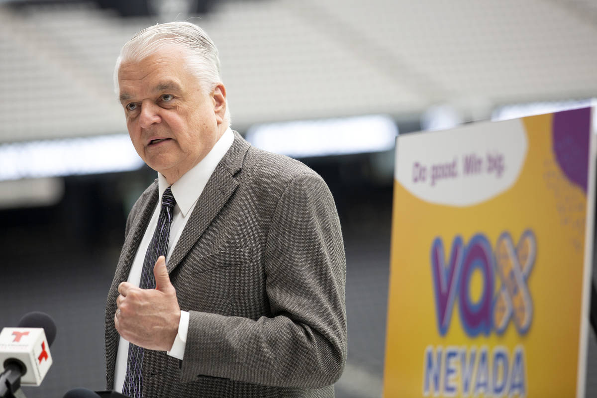 Gov. Steve Sisolak announces a COVID-19 vaccine incentive program, "Vax Nevada Days," ...