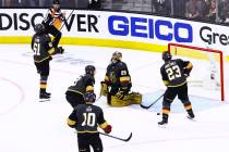 The Montreal Canadiens score the second of two goals past Golden Knights goaltender Marc-Andre ...