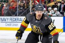 Golden Knights center Chandler Stephenson is shown at T-Mobile Arena on Sunday, May 16, 2021, i ...