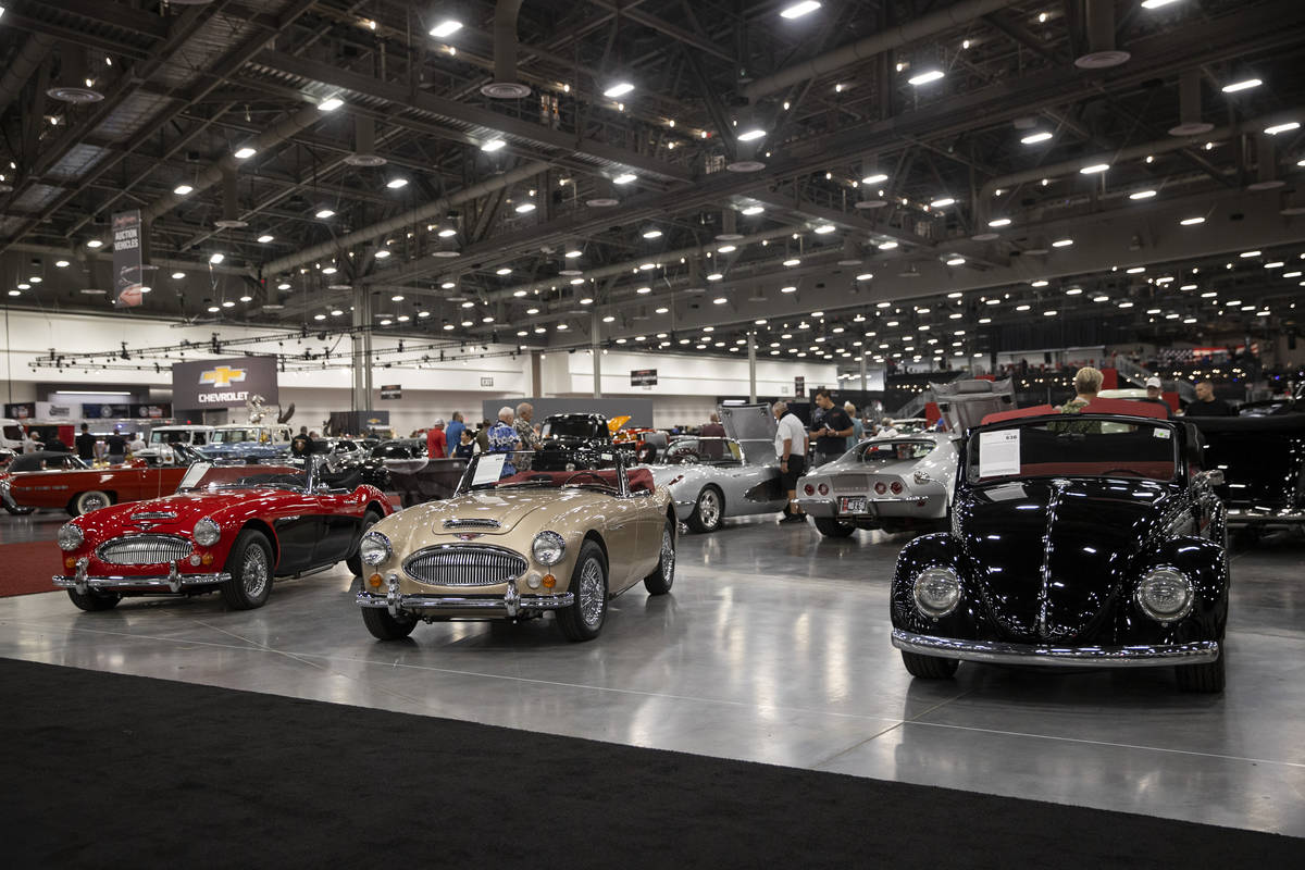 Cars are showcased in the Barrett-Jackson auction at the Las Vegas Convention Center West Hall ...