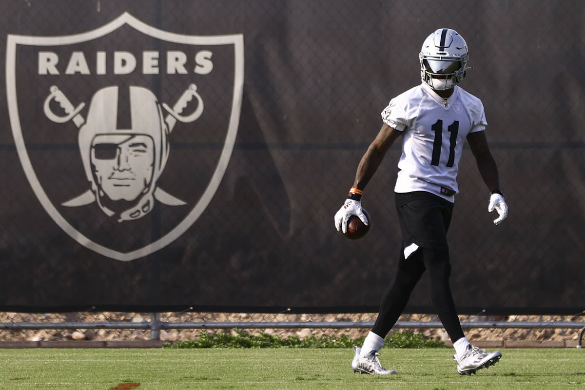 Raiders wide receiver Henry Ruggs III trains during an NFL football minicamp at Raiders headqua ...