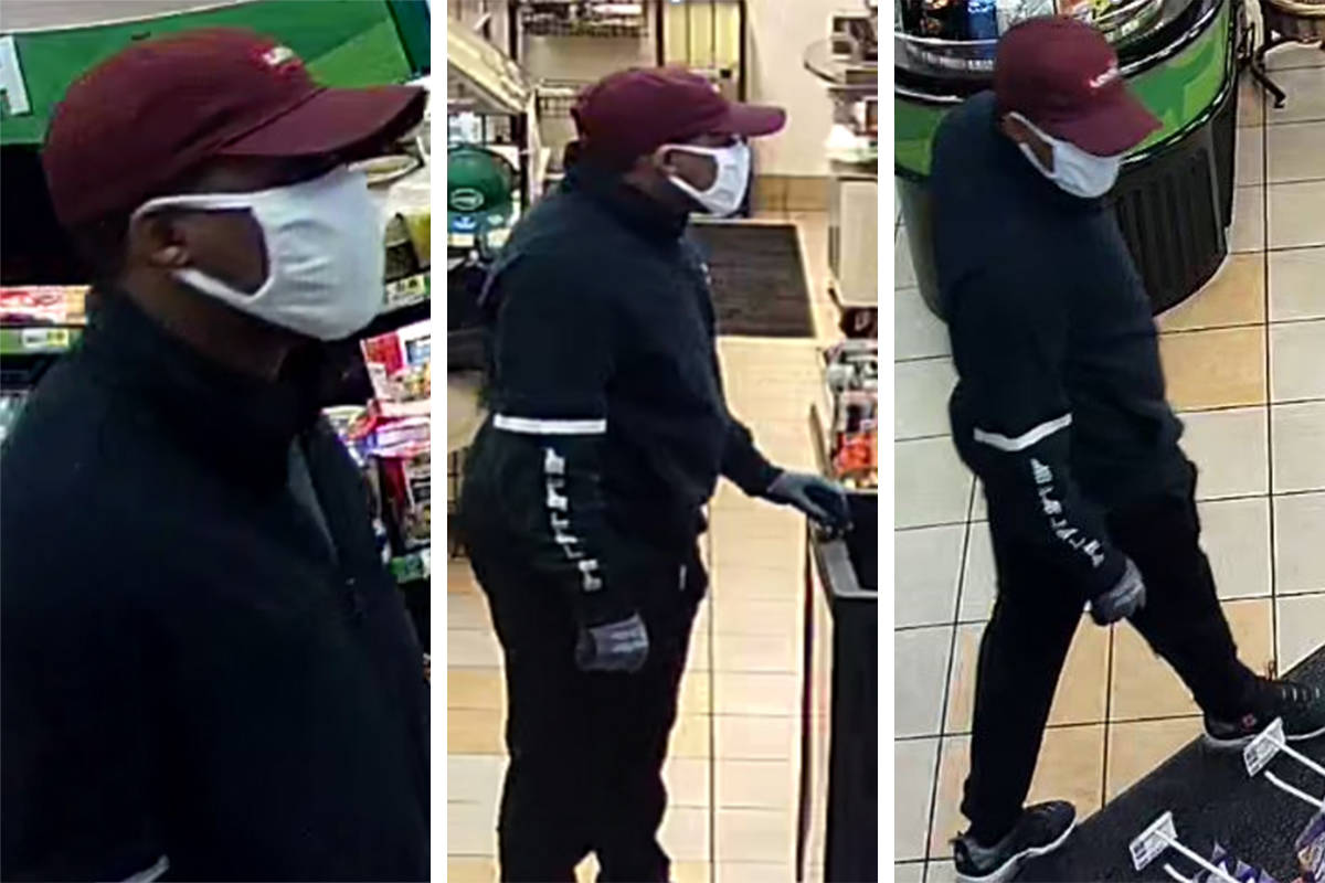 Police are seeking this man in connection to an armed robbery committed Thursday, March 11, 202 ...