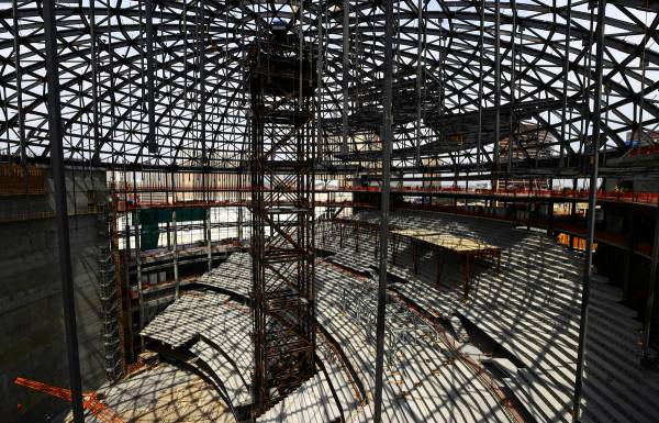An interior view as construction continues during a tour of the Madison Square Garden Sphere at ...