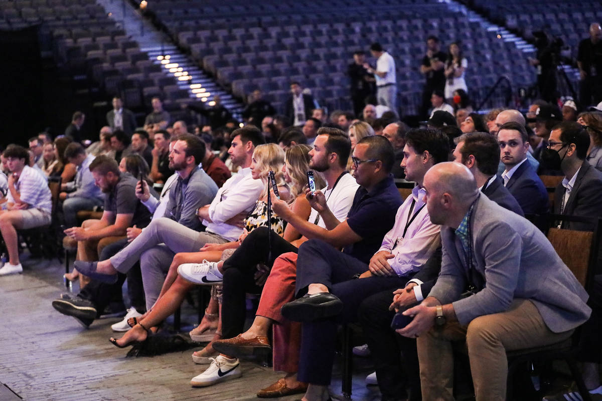 The crowd listens at an event to announce the expansion of the National Lacrosse League to Las ...