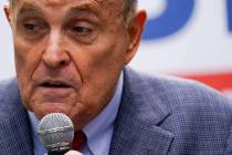 In this June 21, 2021, file photo former New York City Mayor Rudy Giuliani speaks during a camp ...