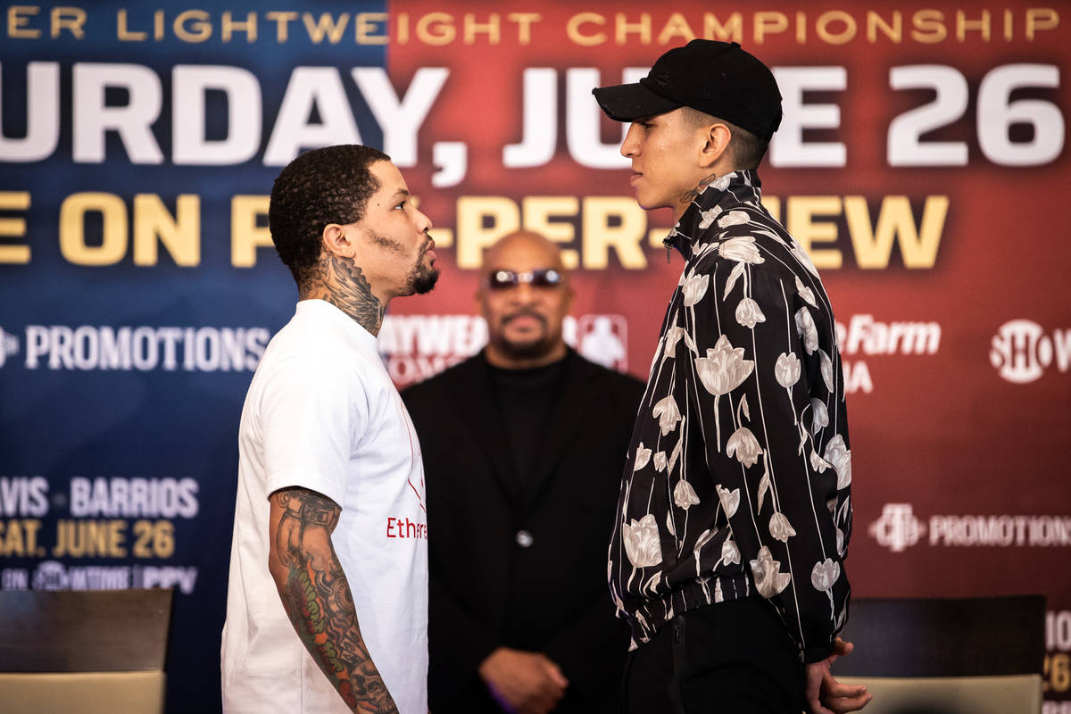 Gervonta Davis faces off with Mario Barrios at their final promotional press conference on June ...