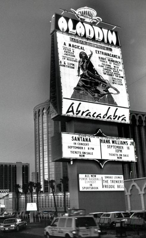 Aladdin Hotel and Casino pictured on Aug. 28, 1989, in Las Vegas. (Review-Journal file)