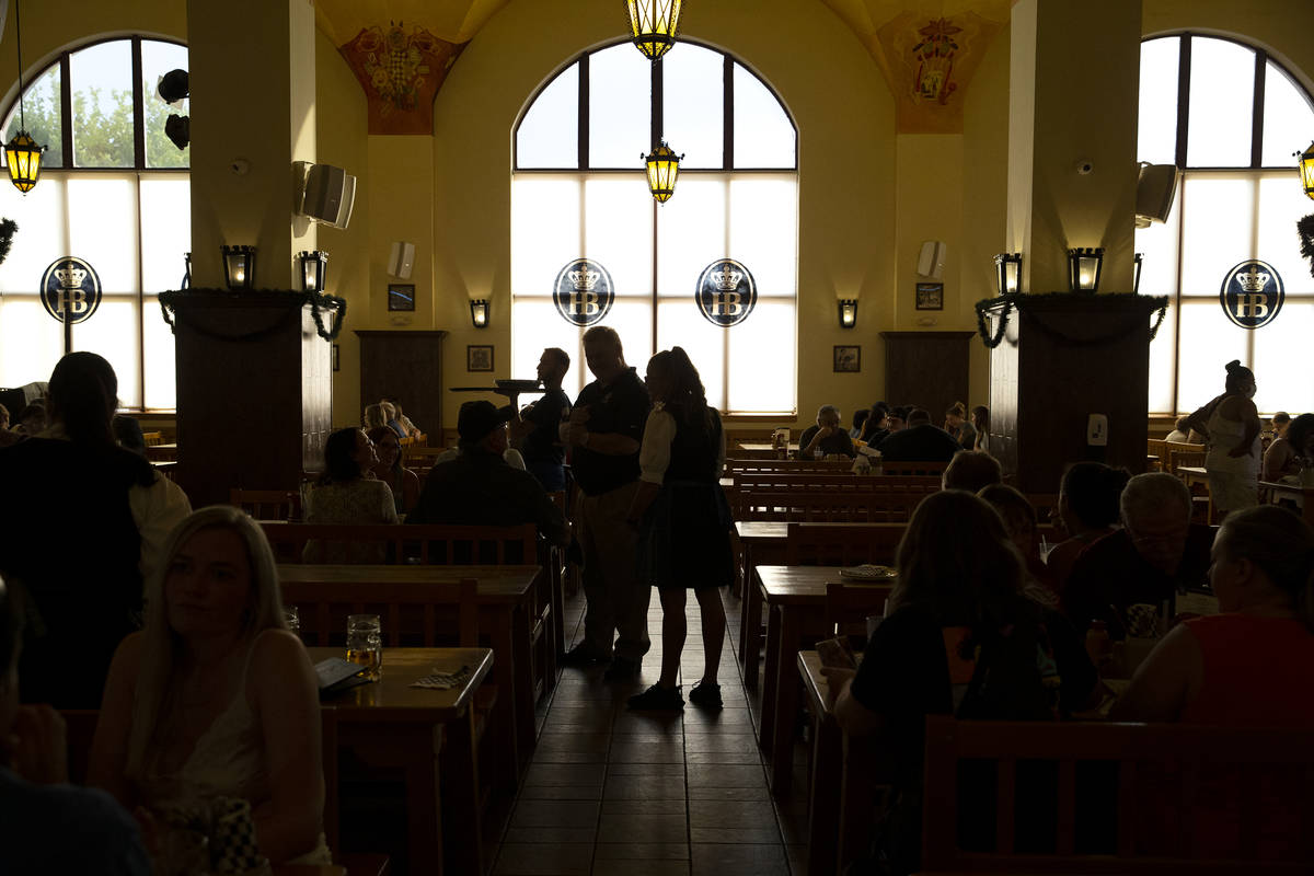 The dining room at Hofbrauhaus on Thursday, June 17, 2021, in Las Vegas. As diners return as CO ...