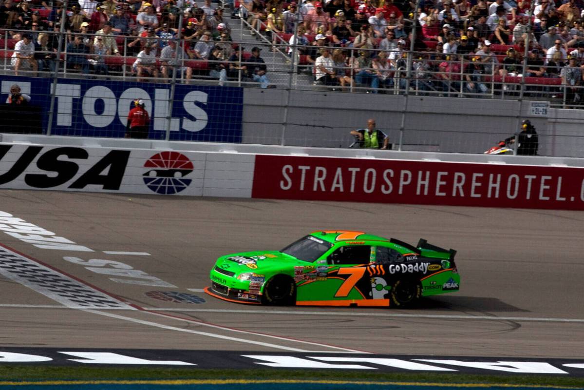 Danica Patrick drives past the start-finish line during the NASCAR Nationwide Sam's Town 300 on ...
