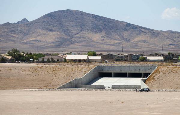 An inflow structure is seen at the Pittman North Detention Basin in Henderson on Thursday, July ...