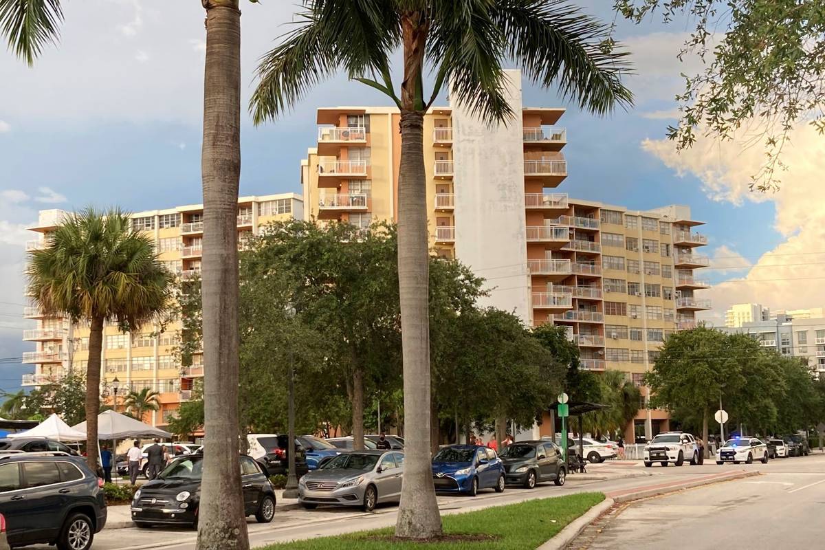 This photo shows the 156-unit Crestview Towers, Friday, July 2, 2021 in North Miami Beach, Fla. ...