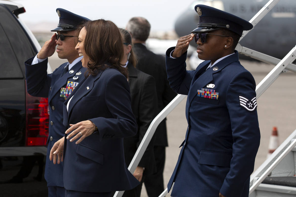 Vice President Kamala Harris arrives for a visit to the Carpenters International Training Cente ...