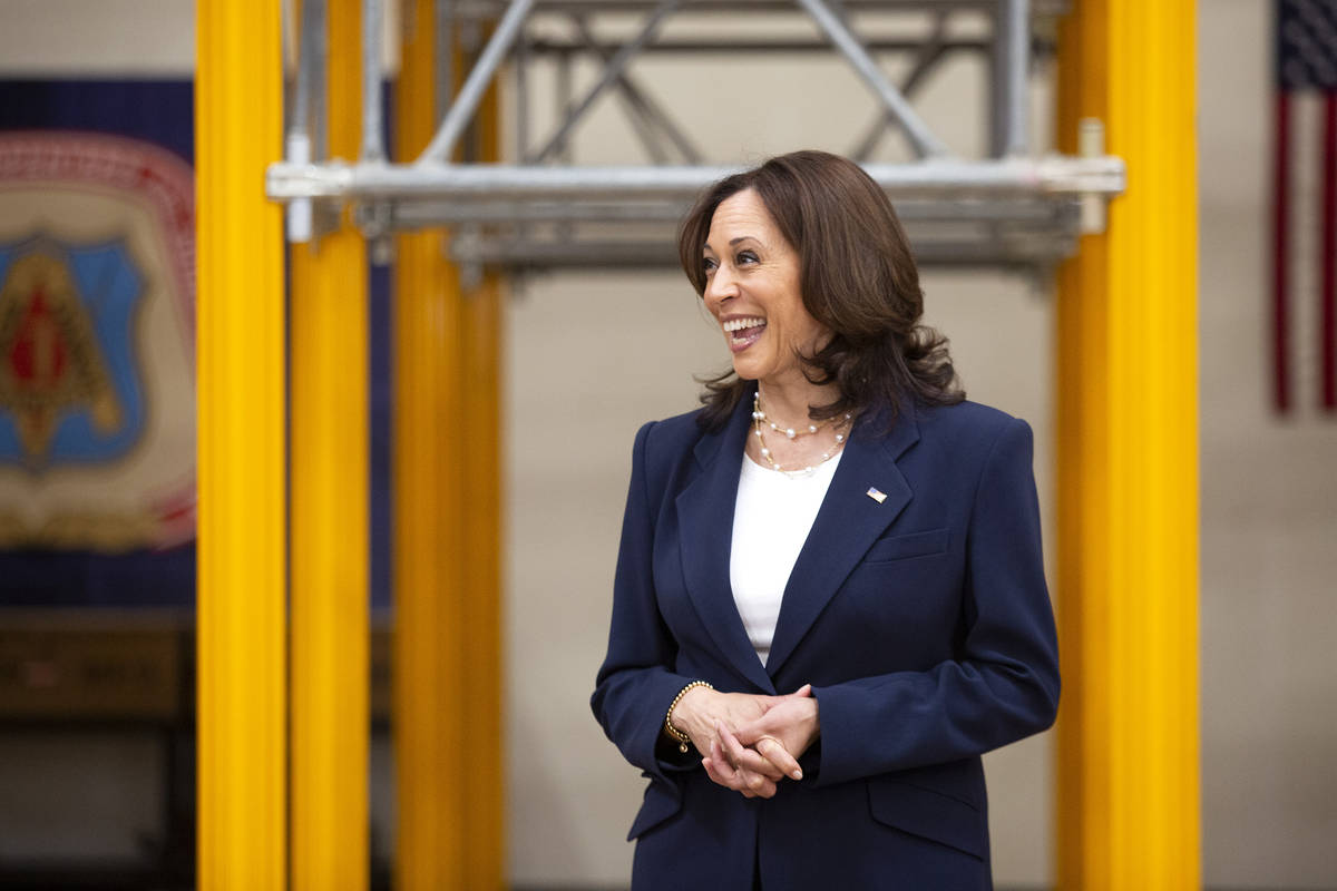 Vice President Kamala Harris tours the Carpenters International Training Center on Saturday, Ju ...