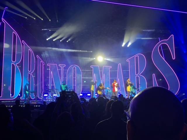 A look at Bruno Mars' stage during his performance at Park Theater on Dec. 30, 2017. Mars has s ...