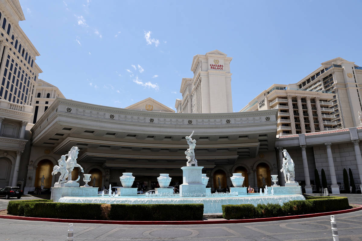 The porte-cochère at Caesars Palace on the Las Vegas Strip Tuesday, June 6, 2021. Caesars ...