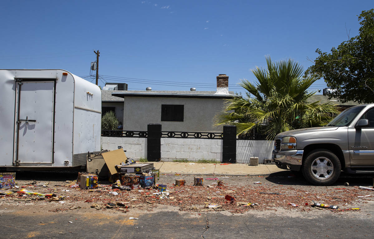 Apparent bullet holes are seen on the exterior a trailer on the 1200 block of West Helen Avenue ...