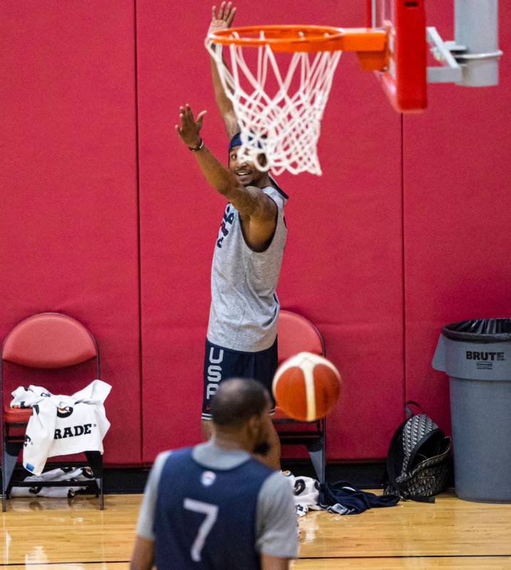 Bradley Beal celebrates a shot during the first day of USA Basketball practice, ahead of the OI ...