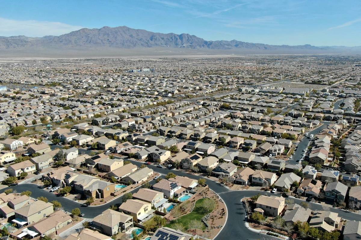 An aerial view of the Providence housing development near Knickerbocker Park in Las Vegas on Tu ...