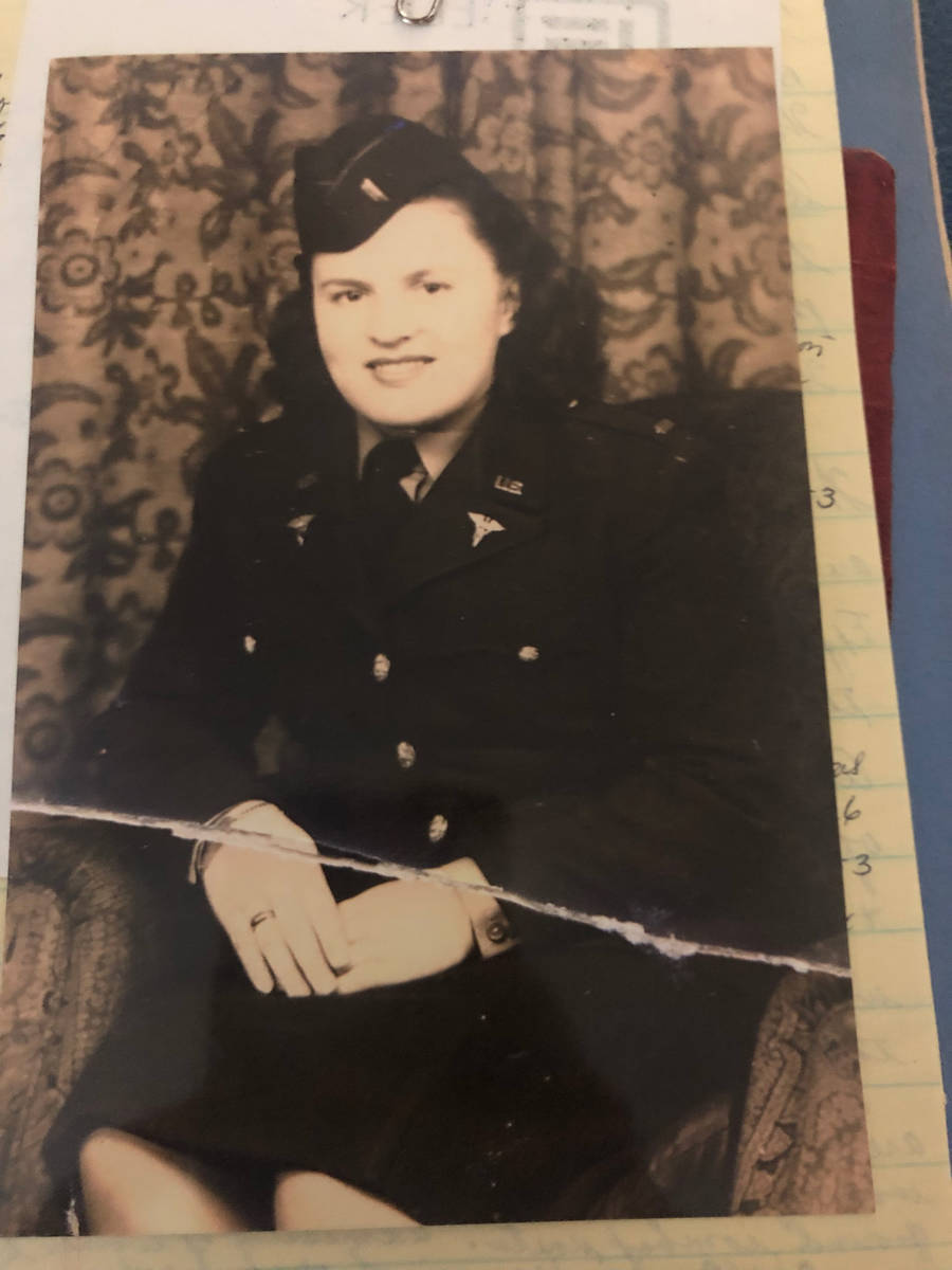 Arlene Johnson is shown in her World War II nursing uniform in 1945. (Nancy LaPointe)