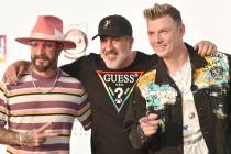 AJ McLean, from left, Joey Fatone, and Nick Carter attend Bingo Under the Stars on Friday, June ...
