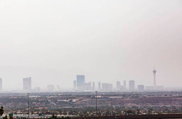 The Strip seen from Henderson on Sunday, July 11, 2021. Excessive heat continues to hit the Las ...