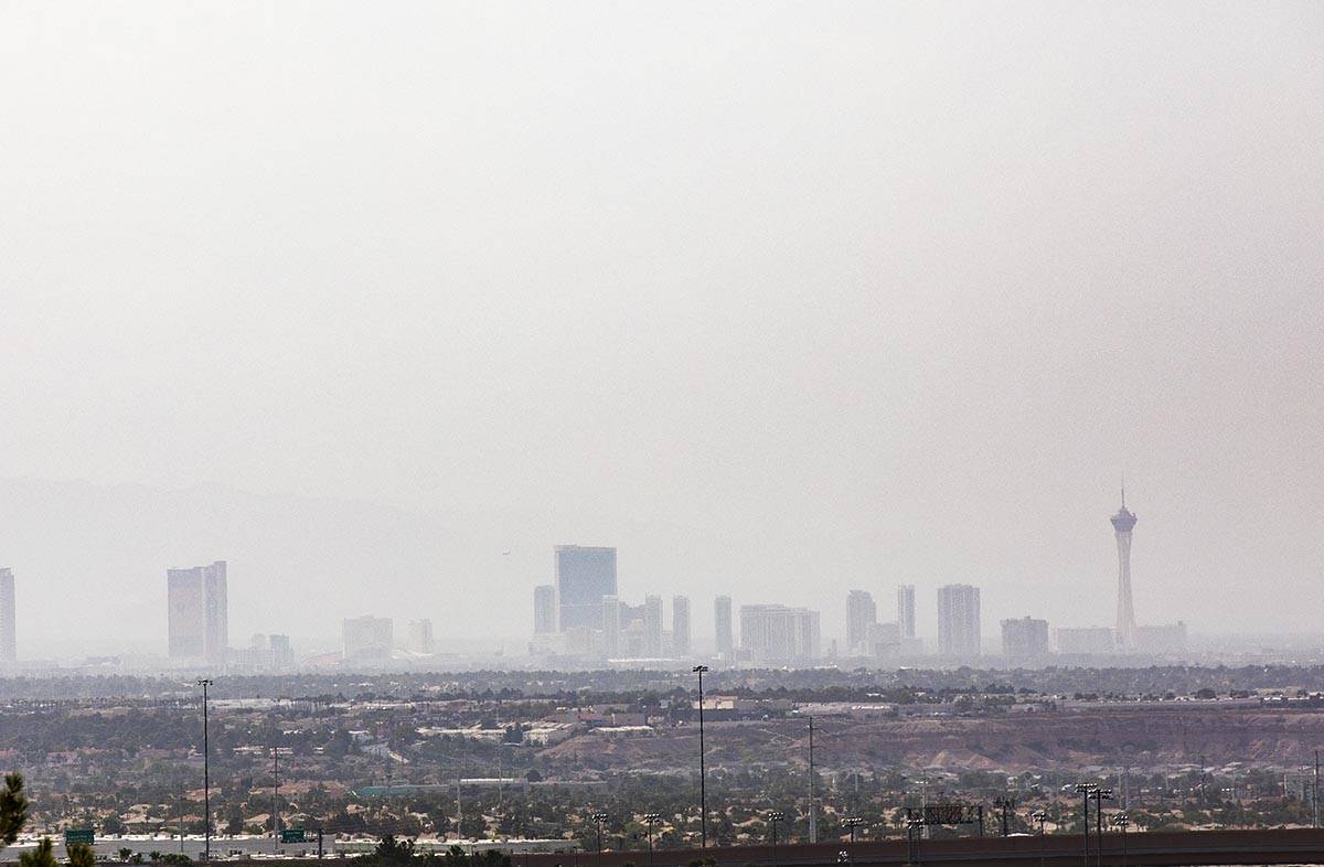 The Strip seen from Henderson on Sunday, July 11, 2021. Excessive heat continues to hit the Las ...