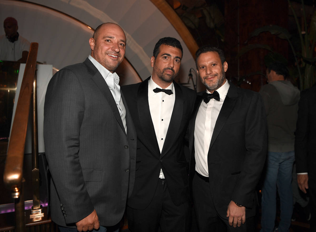 Matthew Maddox, John Terzian, and Brian Toll attend h.wood Group's grand opening of Delilah at ...